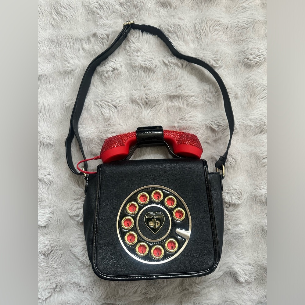 Vintage Betsey Johnson Y2K Rhinestone Rotary Phone Telephone Crossbody Bag RARE